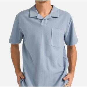 NEW RHYTHM. vintage terry polo top in slate